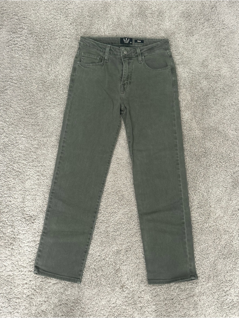 L.T.J. Letter to Juliet Siena Olive Straight Leg Denim Jeans 5-Pocket 27